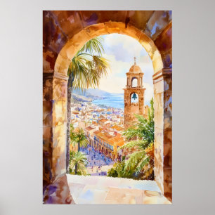 Barcelona Akvarell 2 Poster