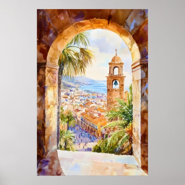 Barcelona Akvarell 2 Poster (Framsidan)