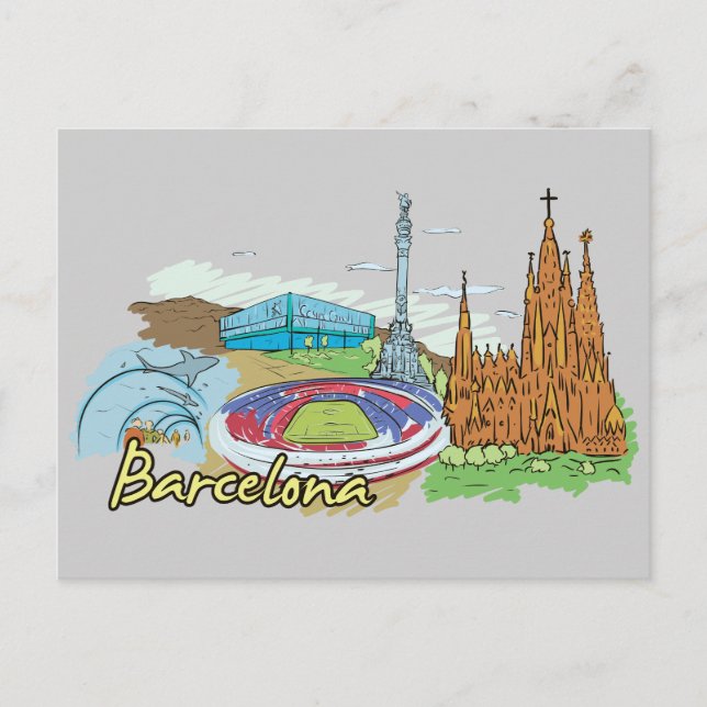 Barcelona, Berömden Spanien Vykort (Framsida)