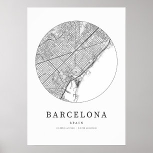Barcelona Cartography Karta Poster