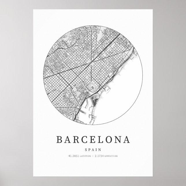 Barcelona Cartography Karta Poster (Framsidan)