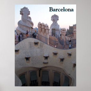 Barcelona Casa Milà av Antoni Gaudí Poster