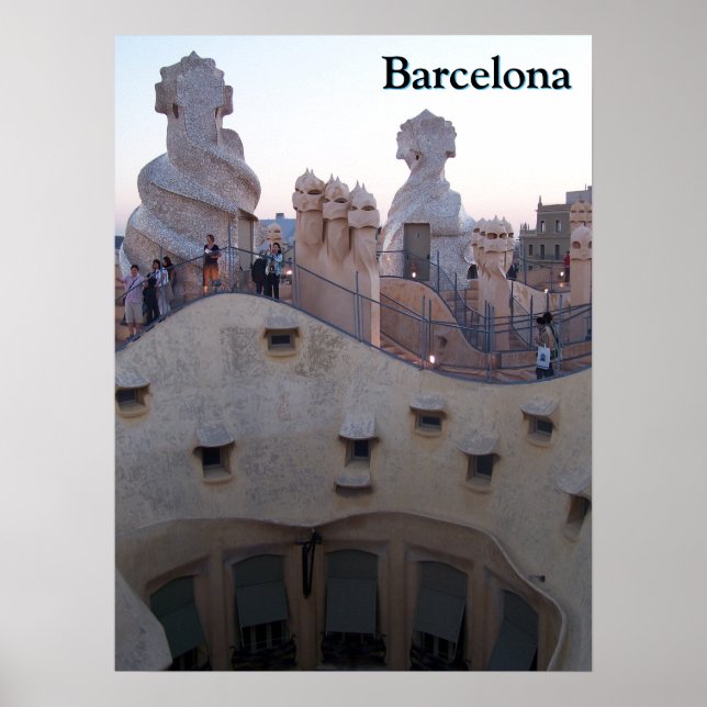 Barcelona Casa Milà av Antoni Gaudí Poster (Framsidan)