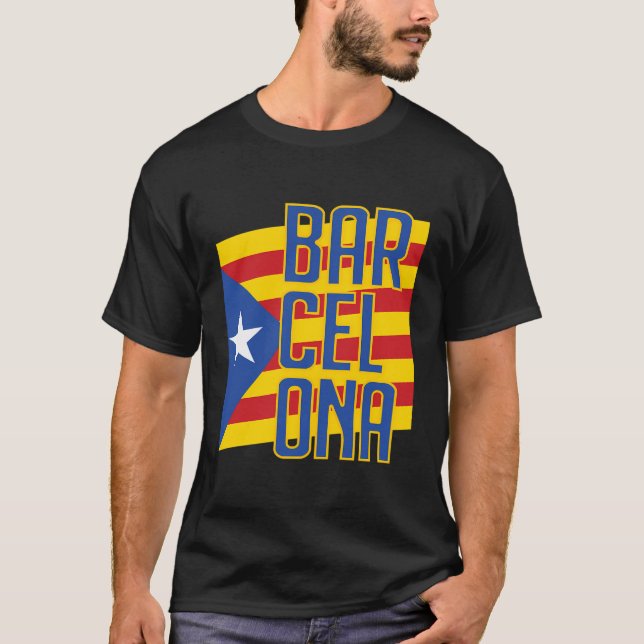 Barcelona Catalonia Flagga Estelada Blava Soccer J T Shirt (Framsida)