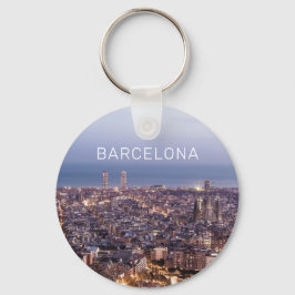 Barcelona Catalonia Sunset Skyline Spain Cityscape Nyckelring