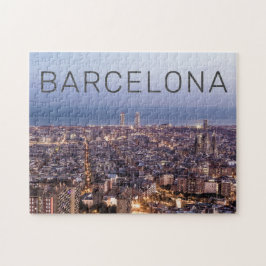 Barcelona Catalonia Sunset Skyline Spain Cityscape Pussel