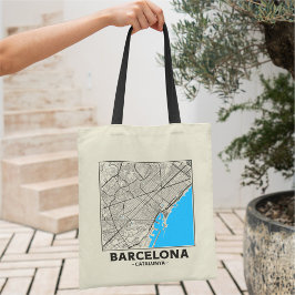 Barcelona, Catalunya City Map Tote Bag Tygkasse