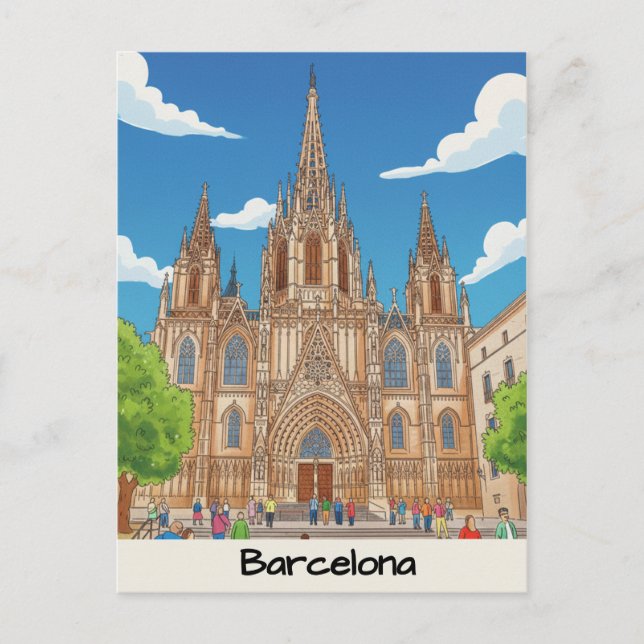 Barcelona Cathedral Vykort (Framsida)