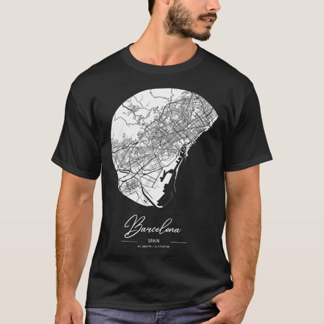 Barcelona City Map T Shirt (Framsida)