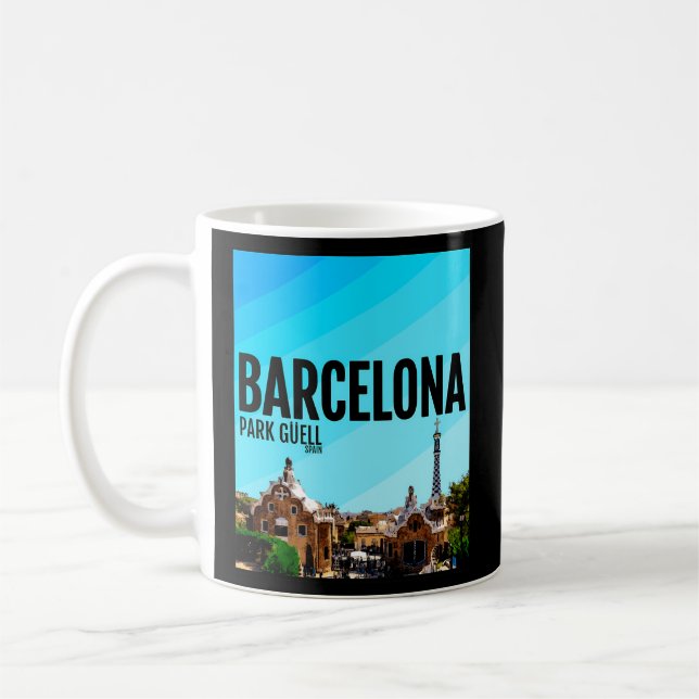 Barcelona City Spain Park Guell Barca Kaffemugg (Vänster)