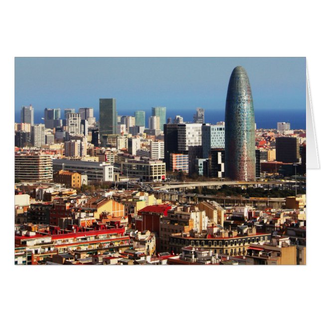 Barcelona cityscape hälsningskort (Framsidan Horizontal)