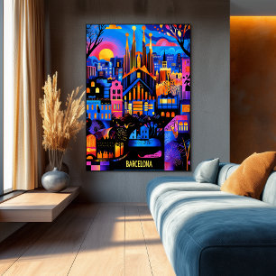 Barcelona Colorful Dreams - Geometric Cityscape Poster