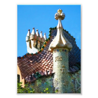 Barcelona, detaljer i Gaudis arkitektur Fototryck