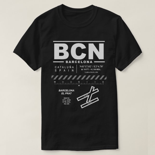Barcelona - El Prat Airport BCN T-Shirt (Design framsida)