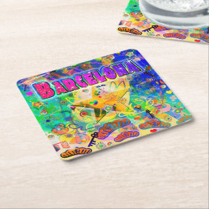 Barcelona Epoch Timme Coaster Underlägg Papper Kvadrat