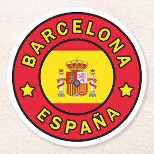 Barcelona España Underlägg Papper Rund