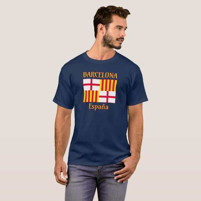 Barcelona-flagga i rött vitt och gult t-shirt (Hel framsida)