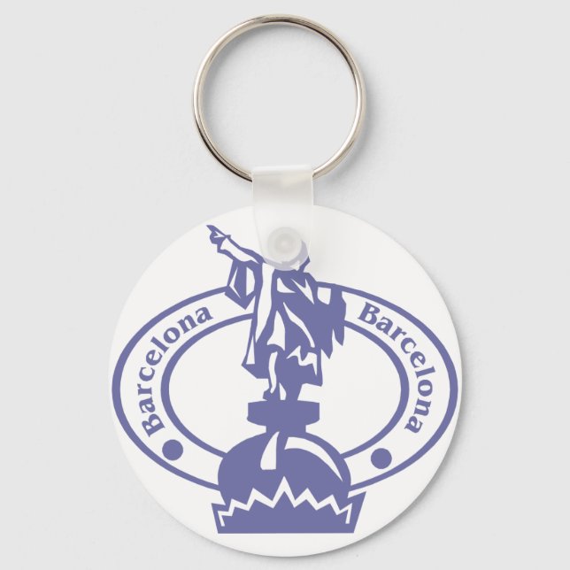 Barcelona Frimärke Nyckelring (Framsida)
