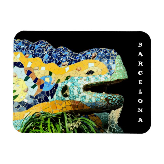 Barcelona, Gaudi - Lizard, Spanien Magnet (Horisontell)
