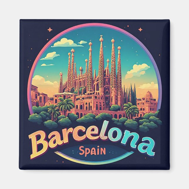 🧲 Barcelona Gotiska Kvarteret Minne Spanien 🏰 Magnet (Framsidan)