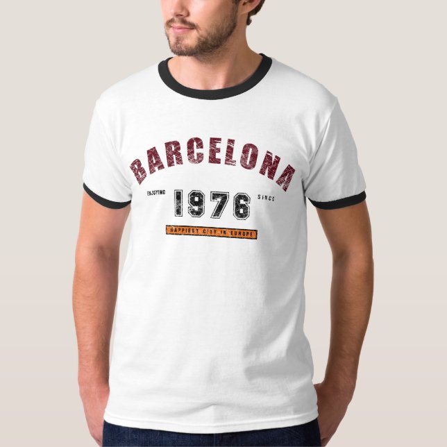 Barcelona - grå färgvintage t-shirt (Framsida)