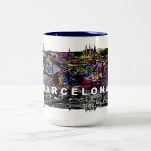 Barcelona i graffiti Två-Tonad mugg