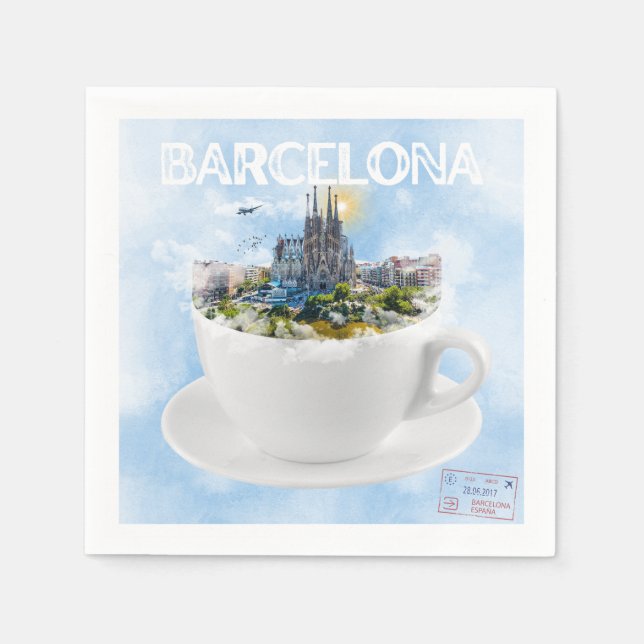Barcelona i Tekopp - Sagrada Familia Skyline Pappersservett (Framsidan)