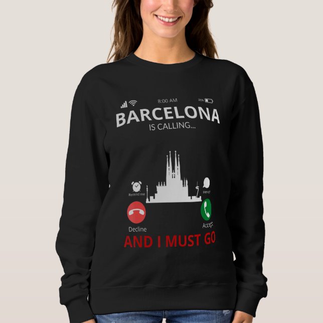 Barcelona kallar Spanien Souvenir T Shirt (Framsida)