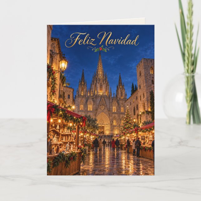 Barcelona Katedral God Jul Helgkort (Framsida)