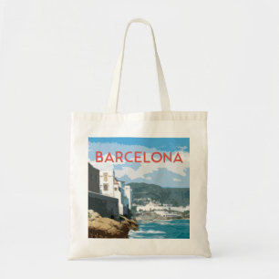 Barcelona kusten, Spanien vintage resorstil Tygkasse