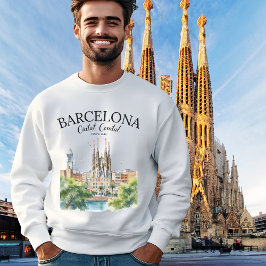 Barcelona Landscape – Iconic Cathedral & City  Lång Ärmad Tröja
