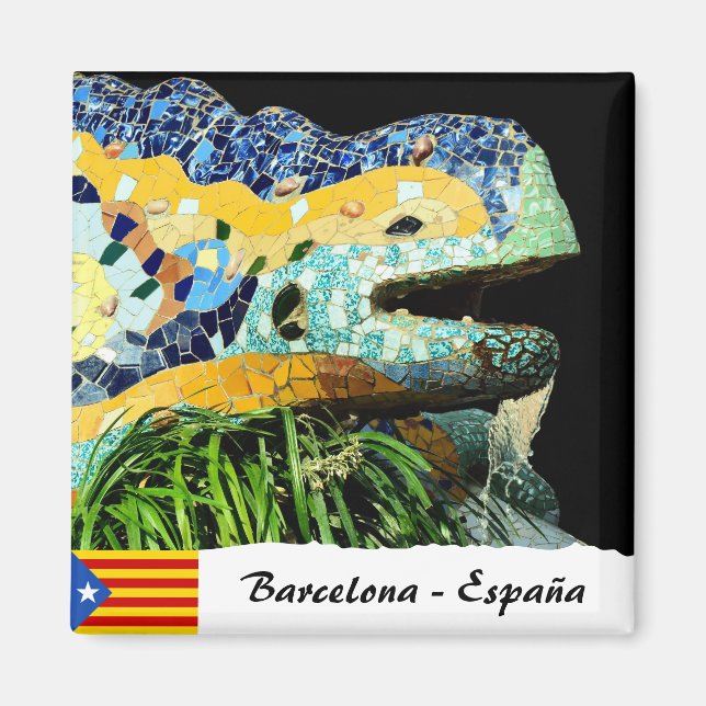 Barcelona Magnet, Lizard Fountain, Spain Magnet (Framsidan)