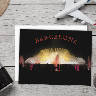 Barcelona Montjuic Magic Fontän på natten Vykort