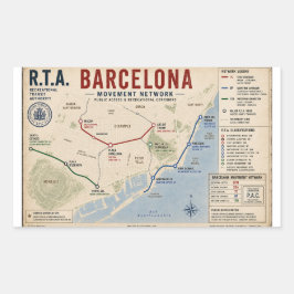 Barcelona Movement Network R.T.A. Allmän åtkomst Rektangulärt Klistermärke