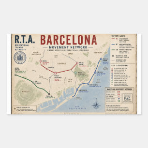 Barcelona Movement Network R.T.A. Allmän åtkomst Rektangulärt Klistermärke