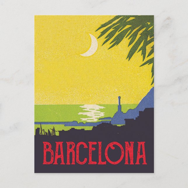 Barcelona nattetid vykort (Framsida)