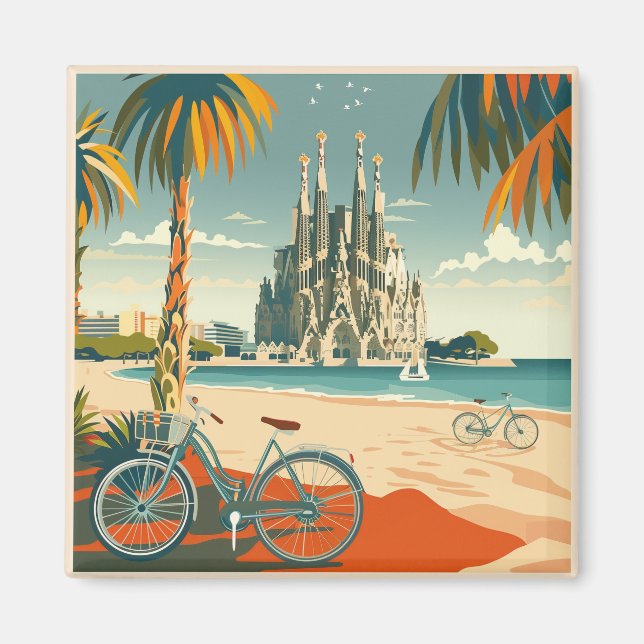 Barcelona, Park Guell, Sagrada Familia, Souvenir Magnet (Framsidan)