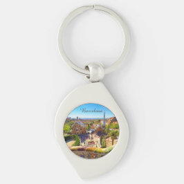 Barcelona, Park Guell Swirl Silverfärgad Nyckelring