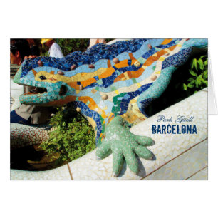 Barcelona parkerar Guell mosaik Hälsningskort