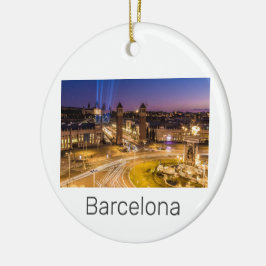 Barcelona Plaza de Espana Catalonia Spain Sunset Julgransprydnad Keramik