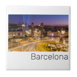 Barcelona Plaza de Espana Catalonia Spain Sunset Kakelplatta