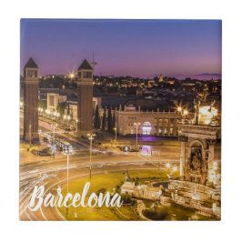 Barcelona Plaza de Espana Catalonia Spain Sunset Kakelplatta