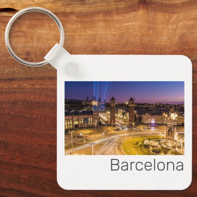 Barcelona Plaza de Espana Catalonia Spain Sunset Nyckelring (Framsida)