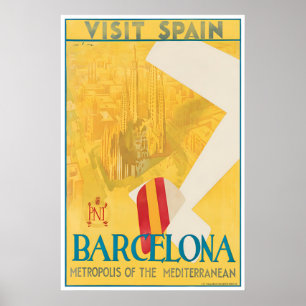 Barcelona Resemotiv Affisch Spanien Konst Spansk T
