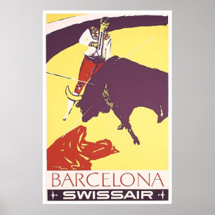 Barcelona Resoraffisch Spanien Konst Tjurfäktare Poster
