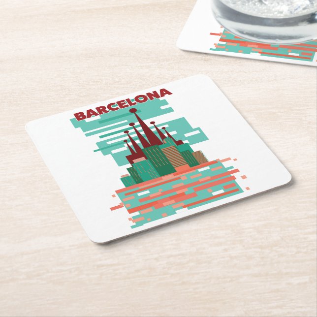 Barcelona retro-resaaffisch underlägg papper kvadrat (Vinklad)