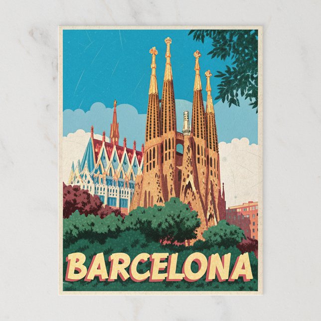 Barcelona Retro Vykort (Skapare uppladdad)