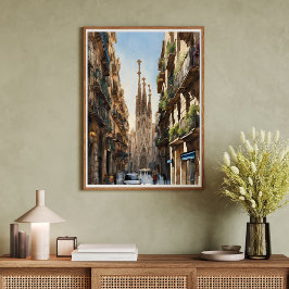 Barcelona Sagrada De Familia Modern Konst Affisch
