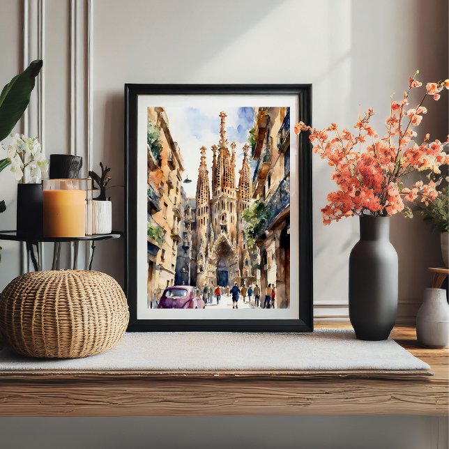 Barcelona Sagrada De Familia Watercolor Poster (Barcelona Sagrada De Familia Watercolor Poster)