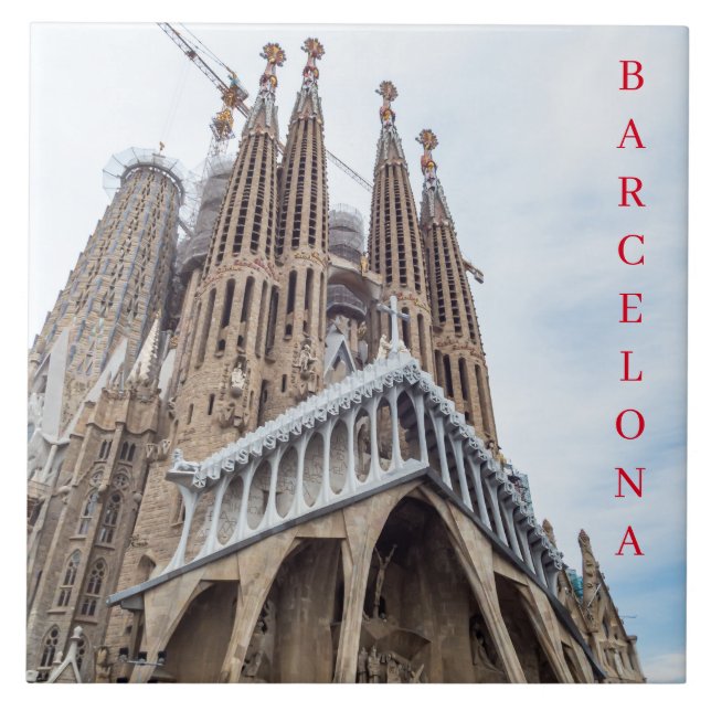 Barcelona Sagrada Familia View keramic tile Kakelplatta (Framsidan)